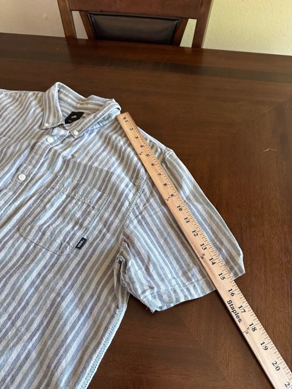 Vans Classic Fit Striped Short Sleeve Button Down Shirt Blue White Men’s Size L